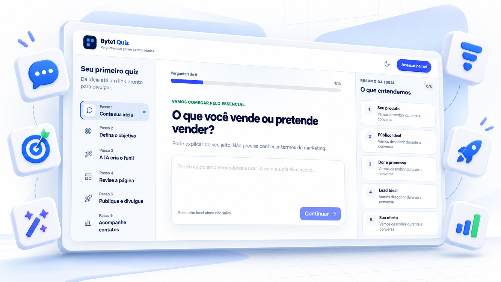 Byte1 Quiz criando um funil de vendas com inteligência artificial
