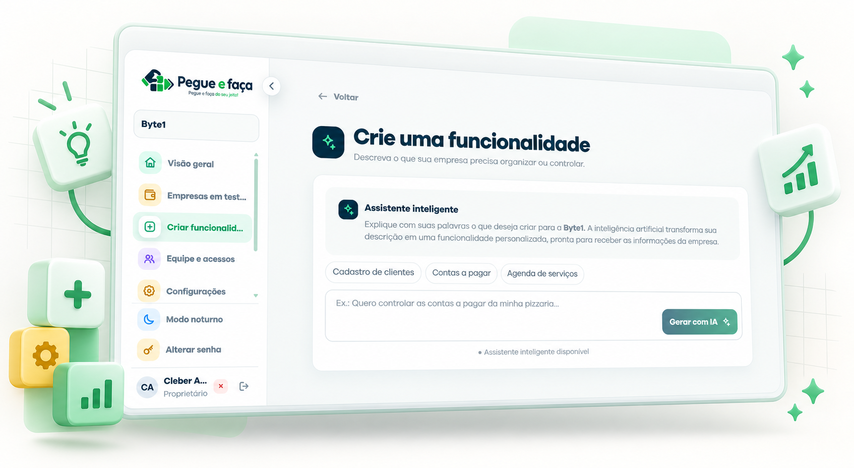 Plataforma Pegue e Faça para gestão de pequenas empresas